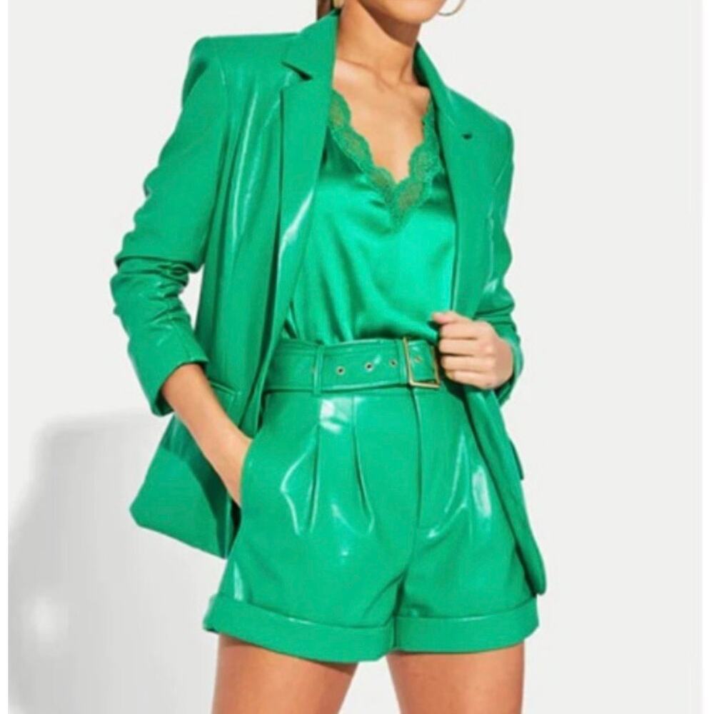Generation Love Milo Vegan Leather Shorts Green size 2